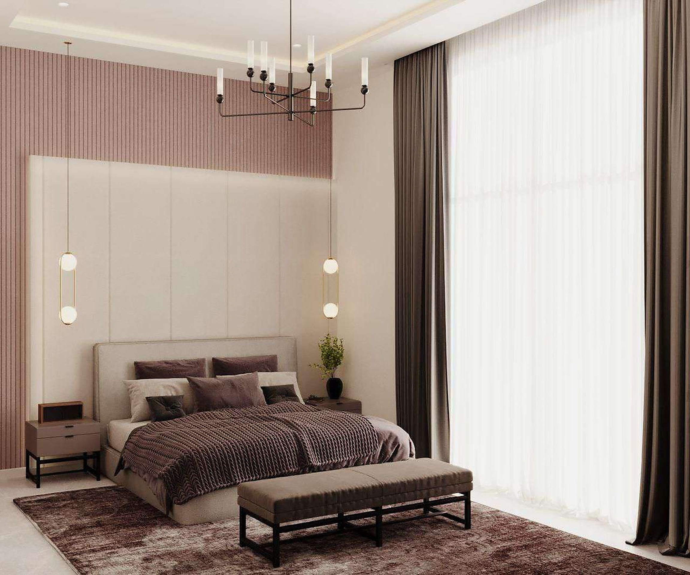 3D render of a guest bedroom in Chicora's Al Warqa Villa design