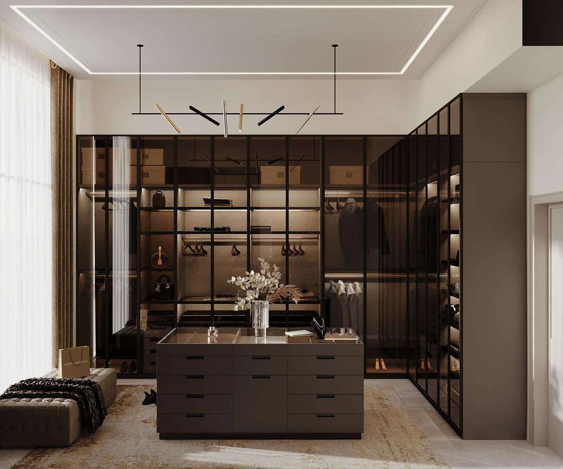 3D render of dressing room in Al Warqa Villa