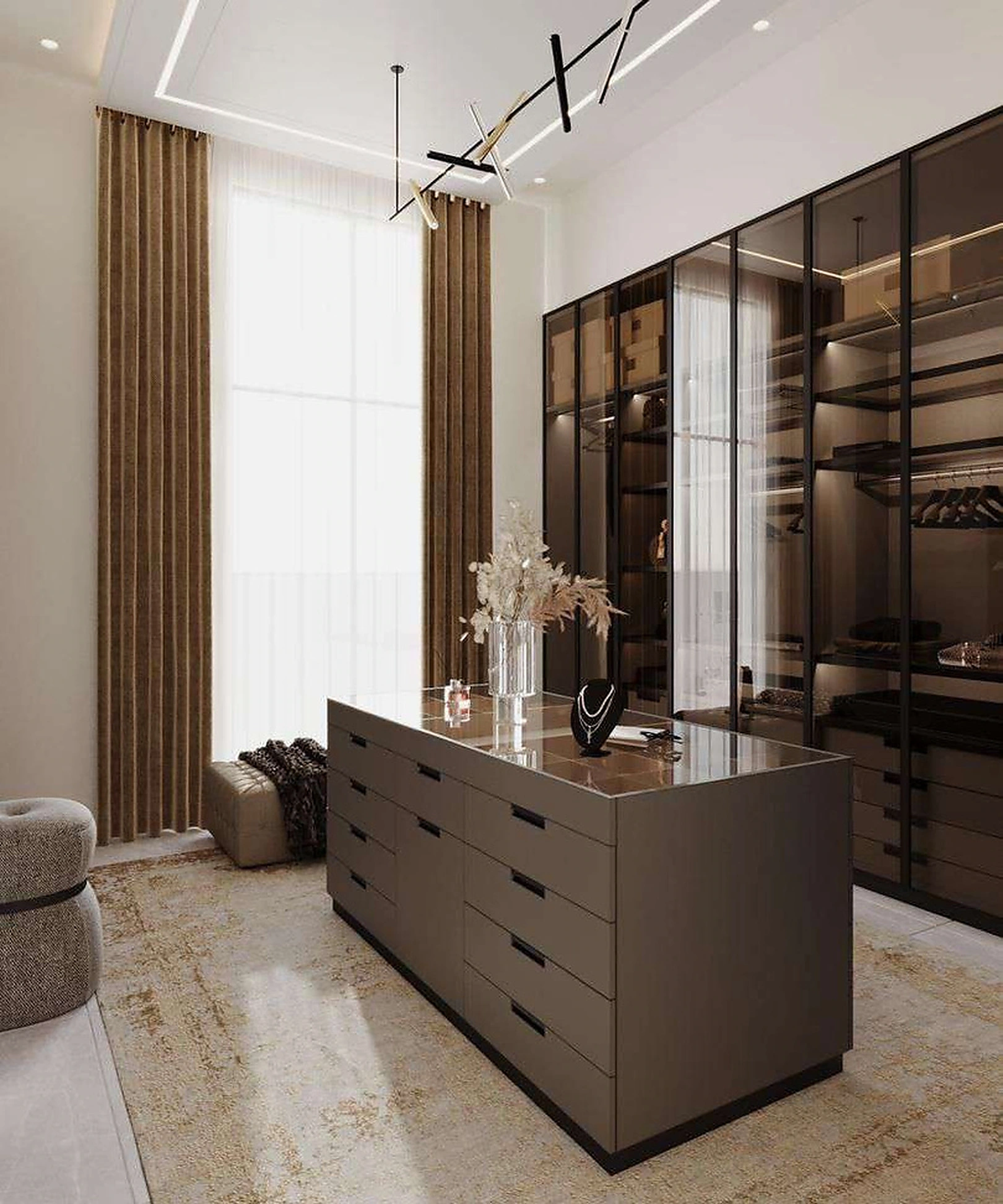3D render of dressing room in Al Warqa Villa