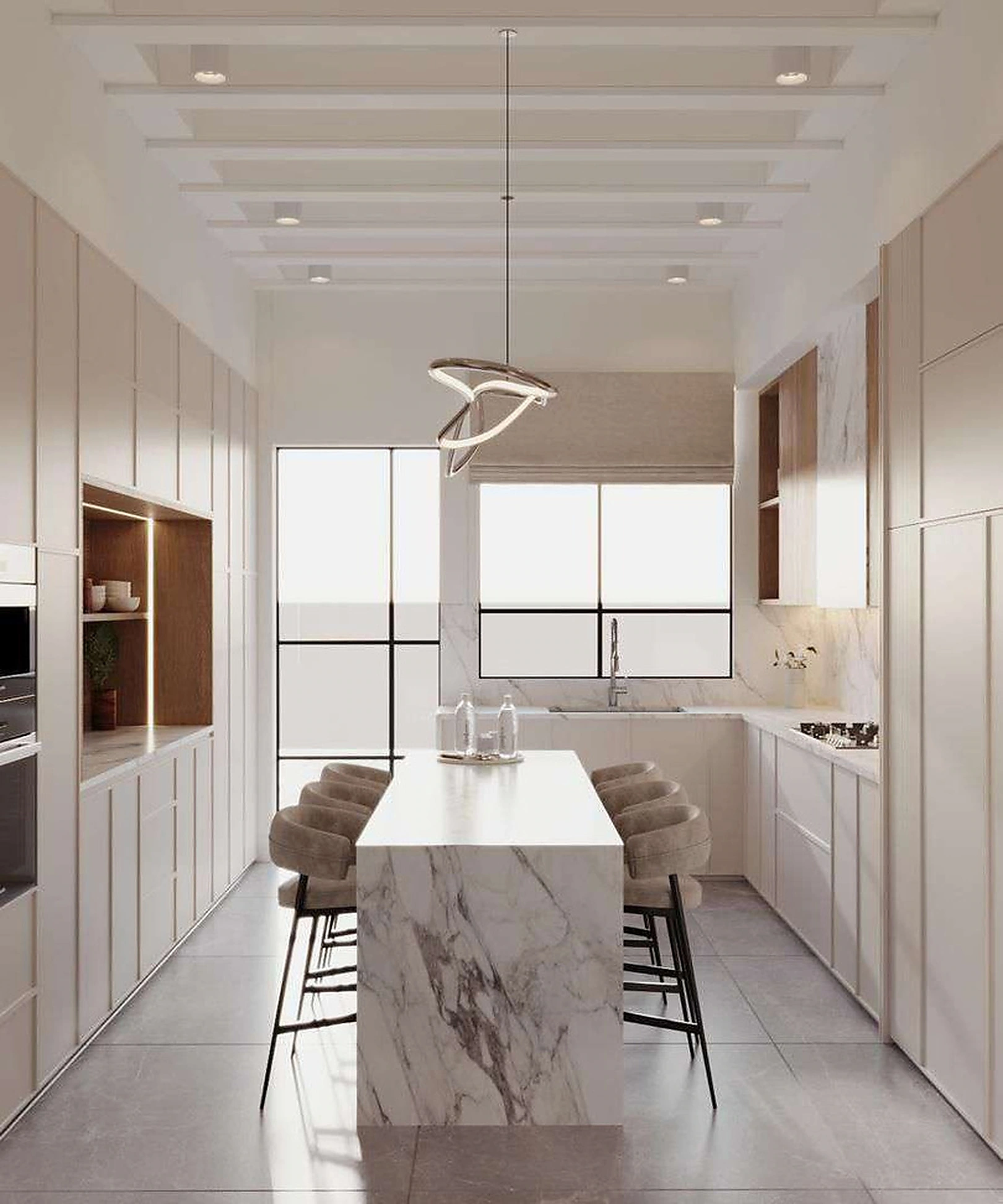 3D render of kitchen in Al Warqa Villa