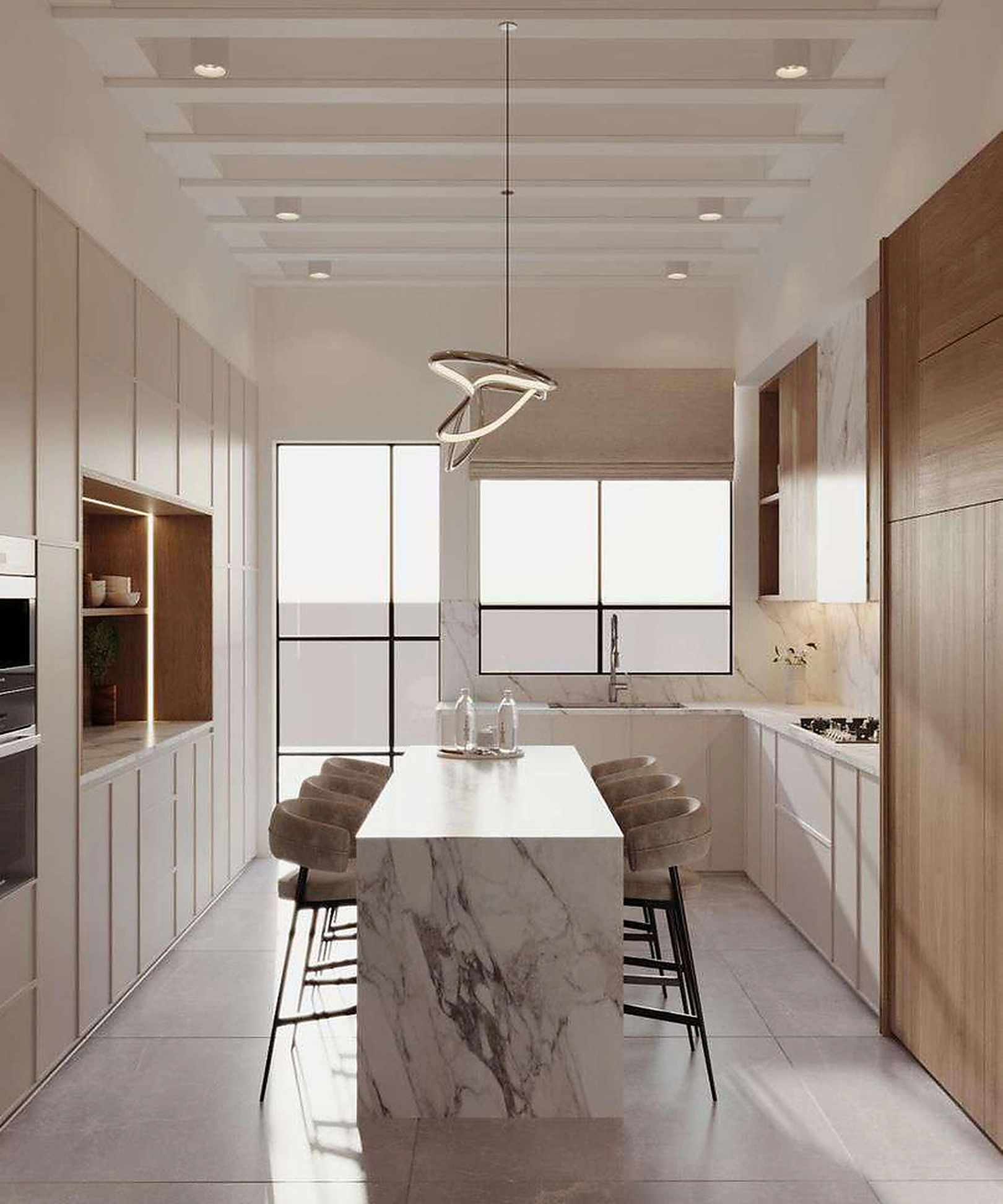 3D render of kitchen in Al Warqa Villa