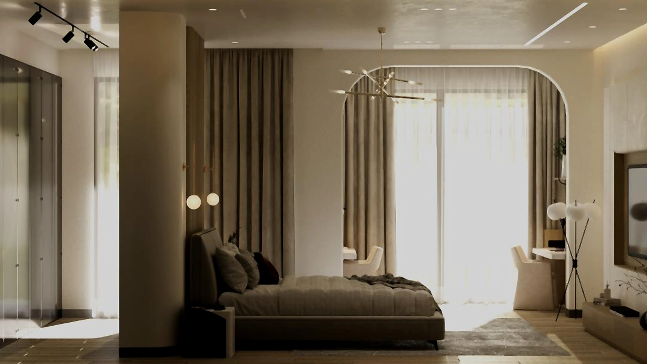 Bedroom visualization in Al Zorah Villa, view 4