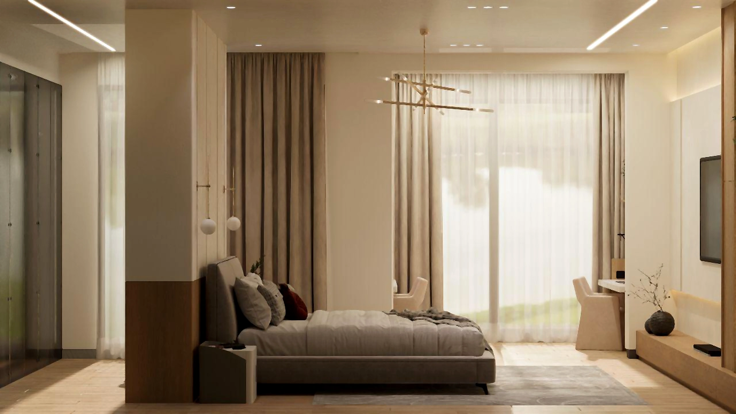 Bedroom visualization in Al Zorah Villa, view 9