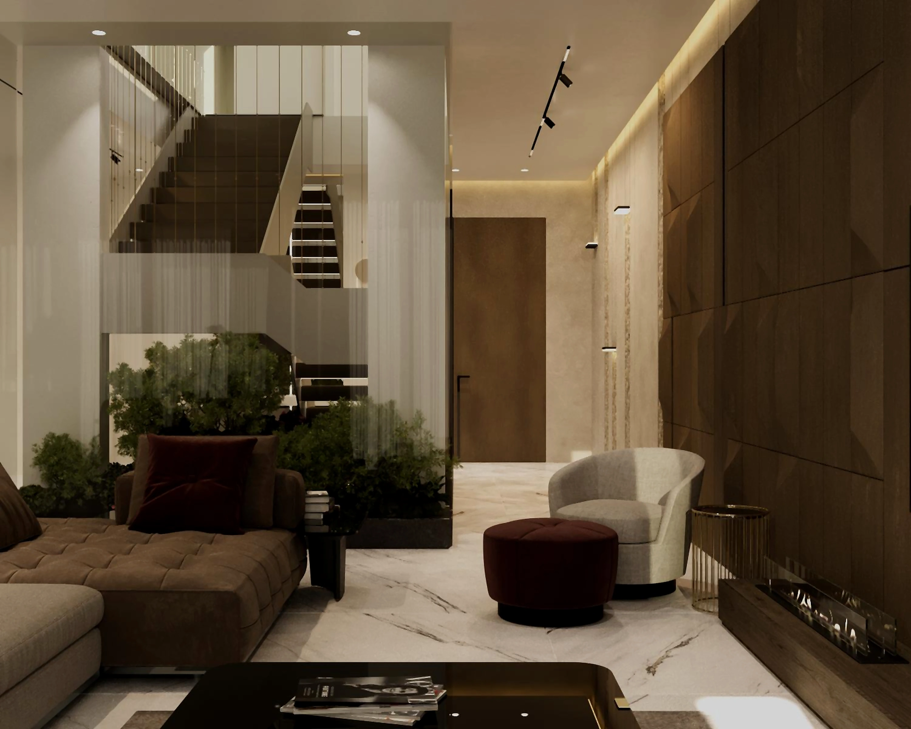Hall and living area visualization in Al Zorah Villa, view 2