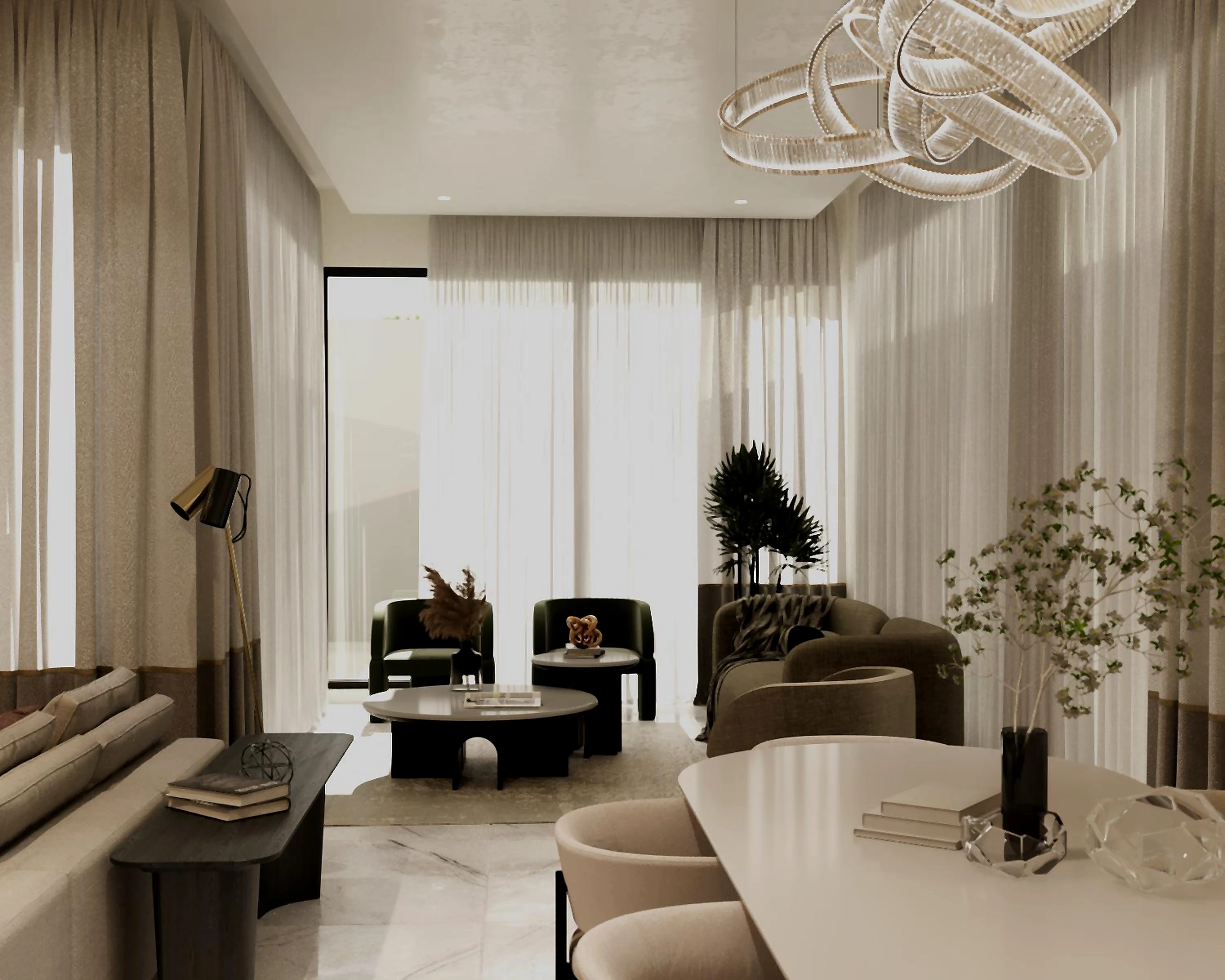3D visualization of the Al Zorah Villa living area, view 05