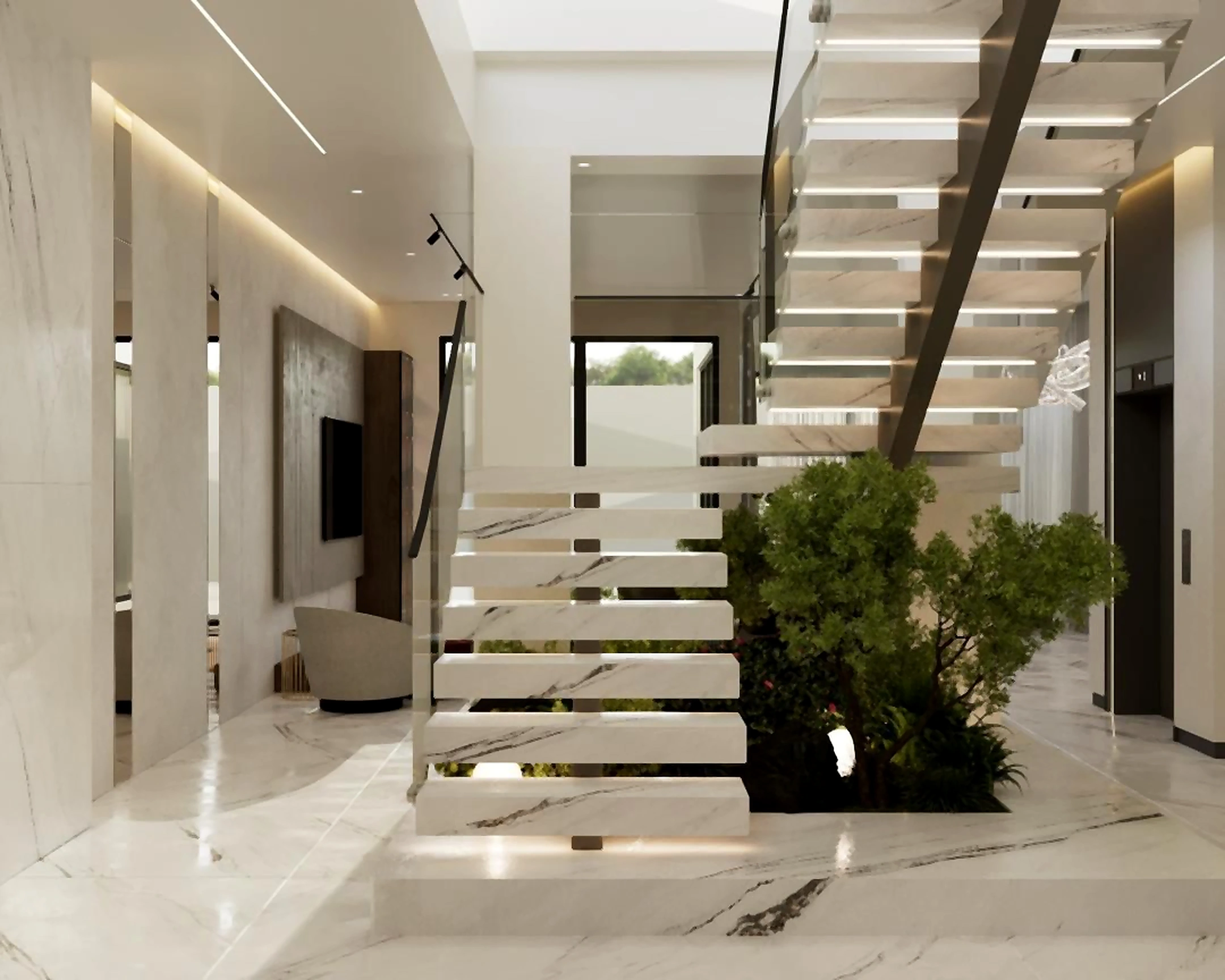 Hall and living area visualization in Al Zorah Villa, view 8