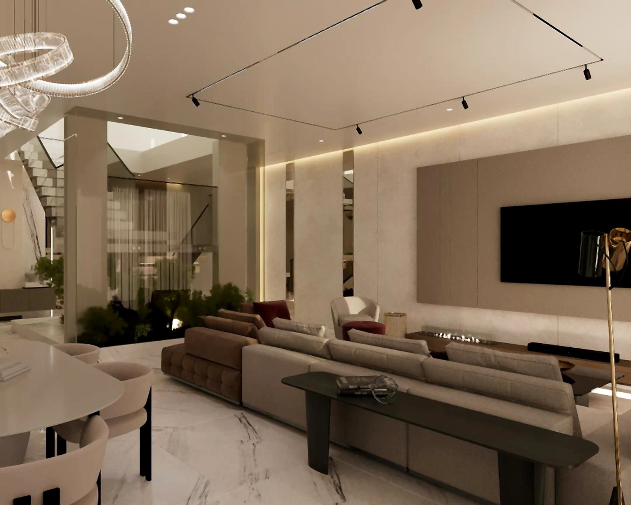 Hall and living area visualization in Al Zorah Villa, view 10