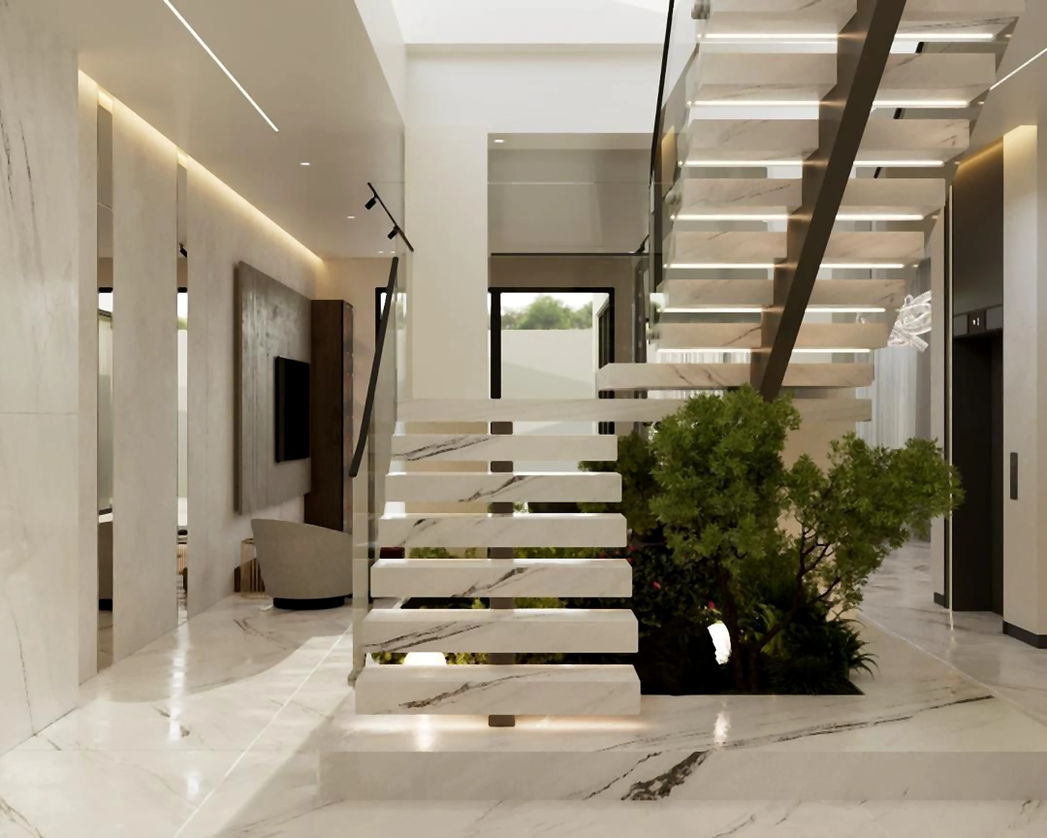Hall and living area visualization in Al Zorah Villa, view 12