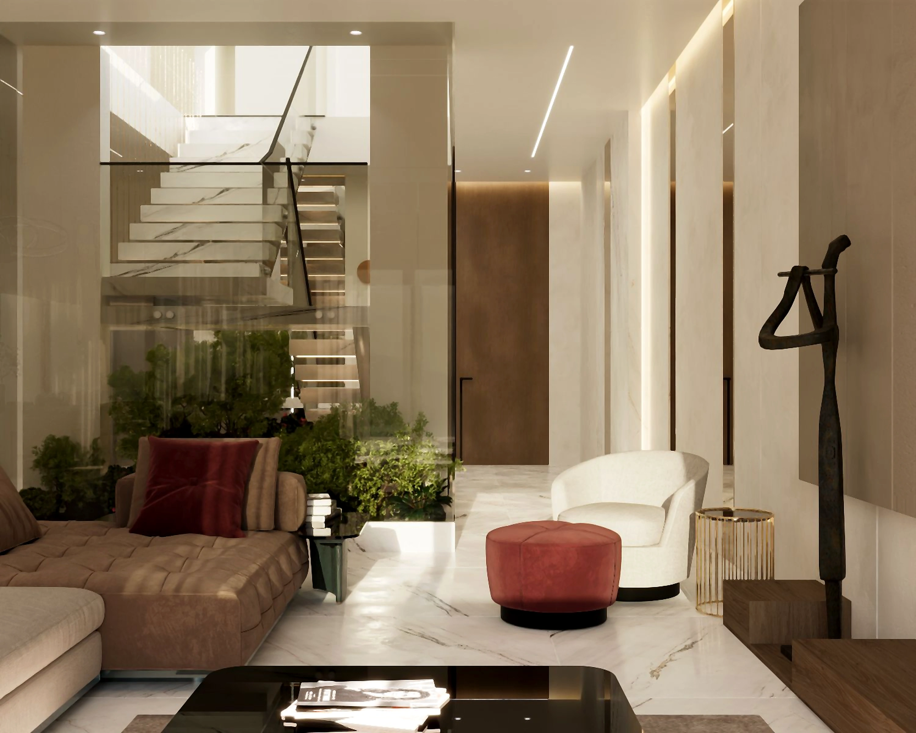 Hall and living area visualization in Al Zorah Villa, view 14