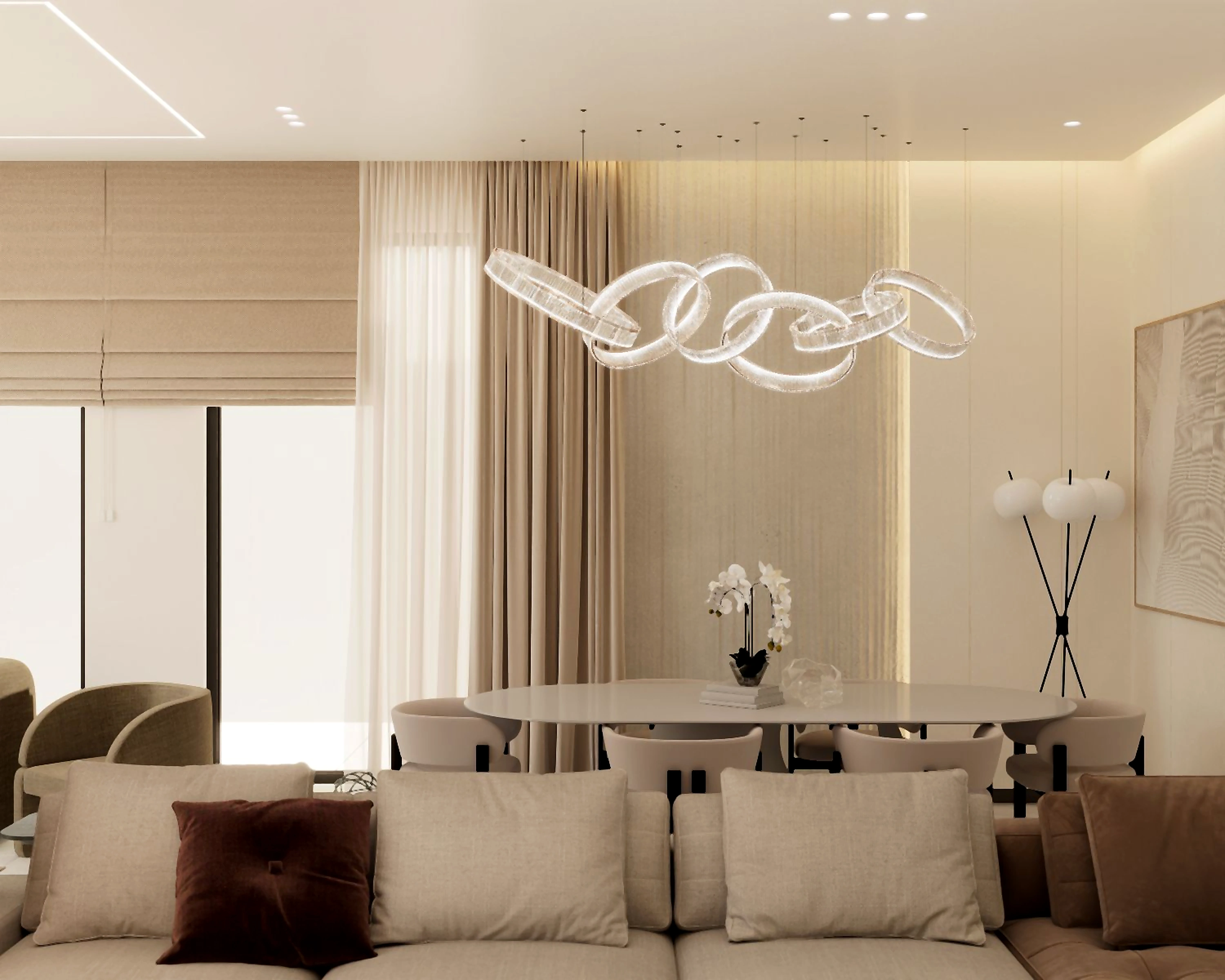 Hall and living area visualization in Al Zorah Villa, view 16