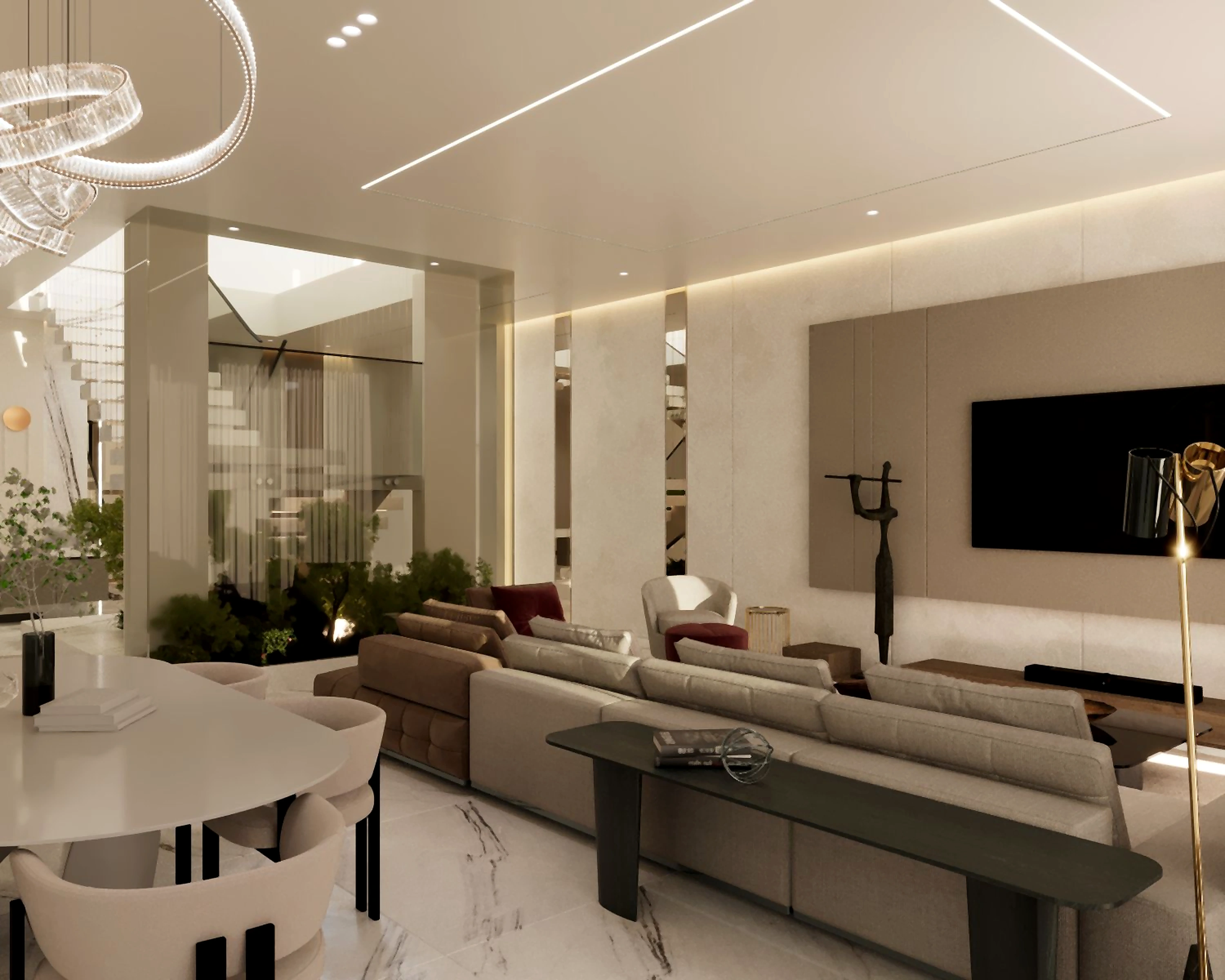 Hall and living area visualization in Al Zorah Villa, view 17