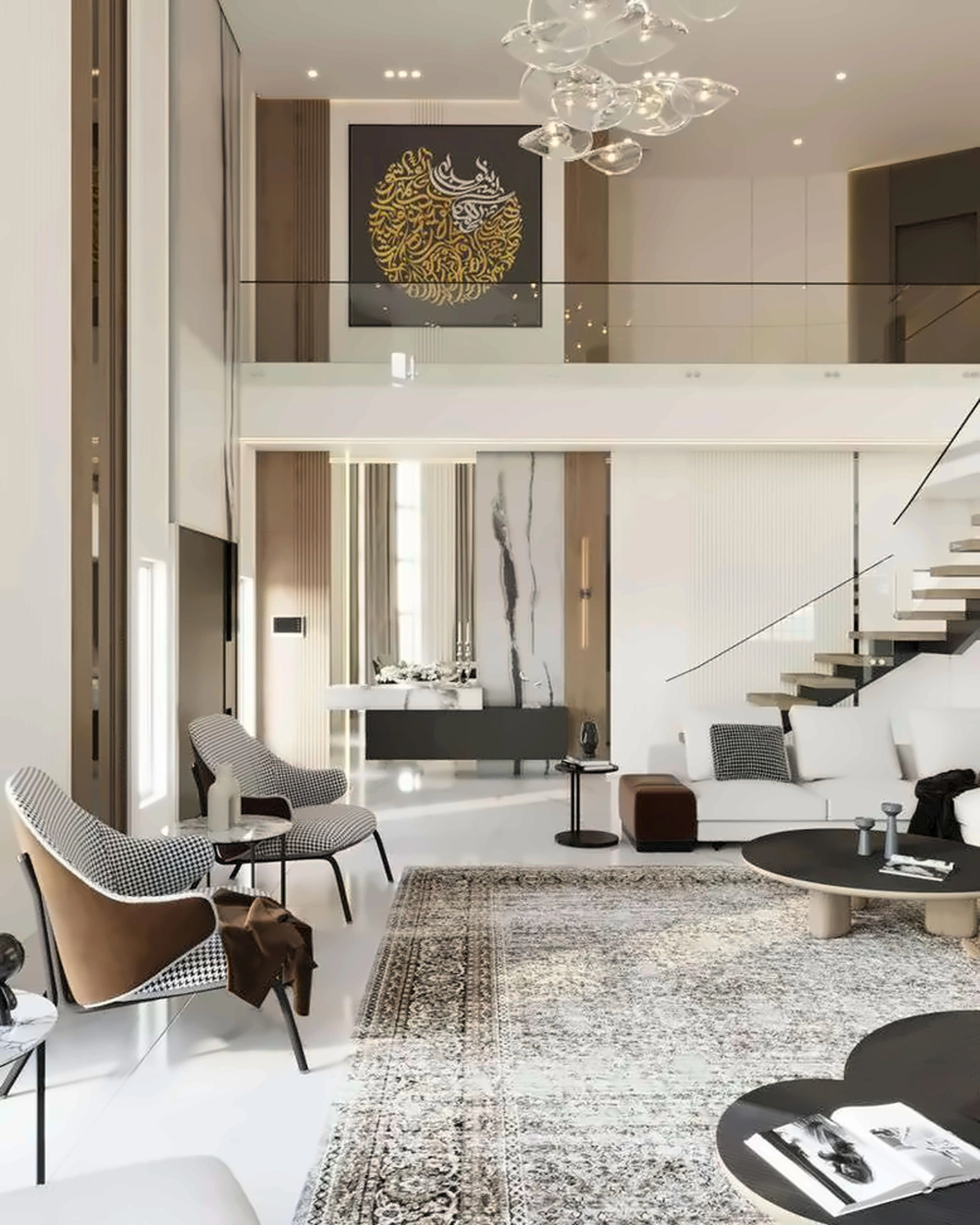 3D render of hall in Nad Al Hamar Villa
