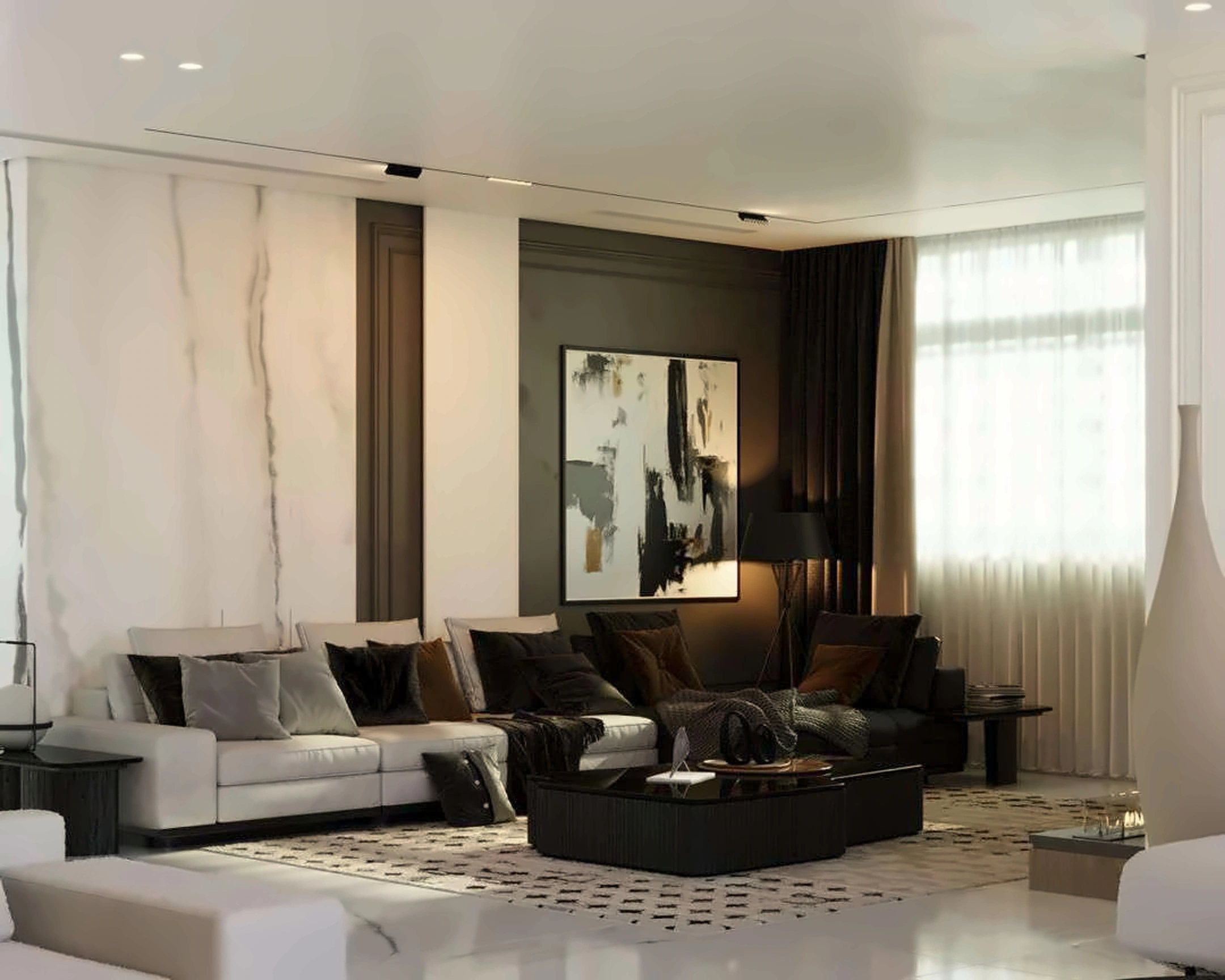 3D render of hall in Nad Al Hamar Villa