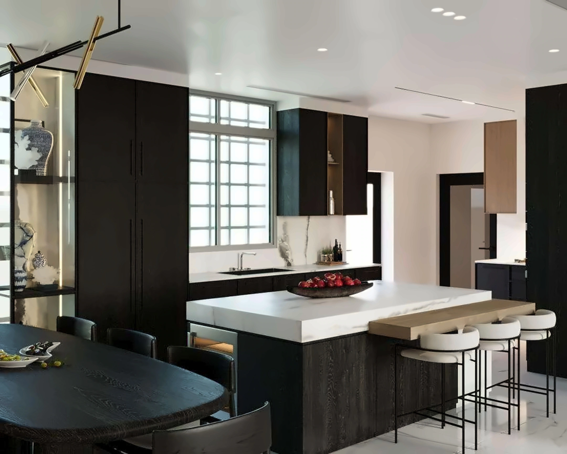 3D render of kitchen in Nad Al Hamar Villa