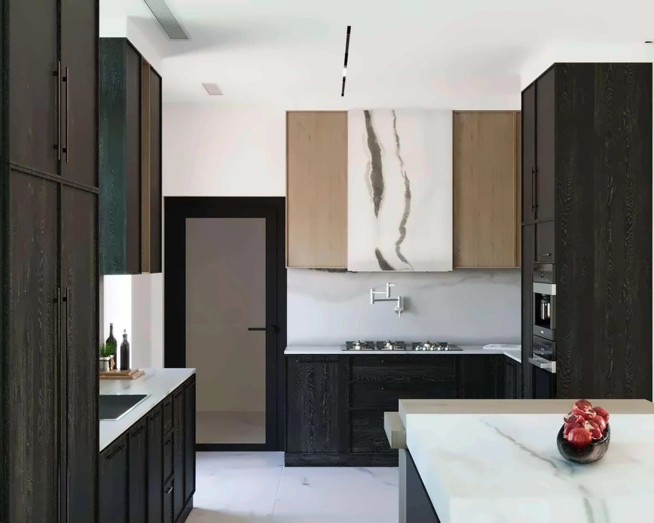 3D render of kitchen in Nad Al Hamar Villa