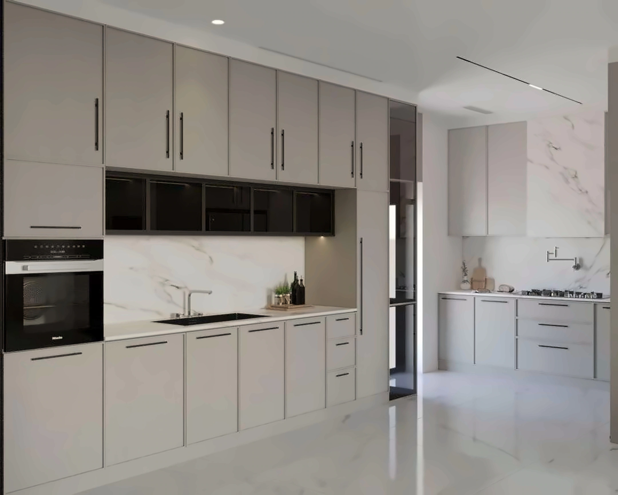 3D render of kitchen in Nad Al Hamar Villa