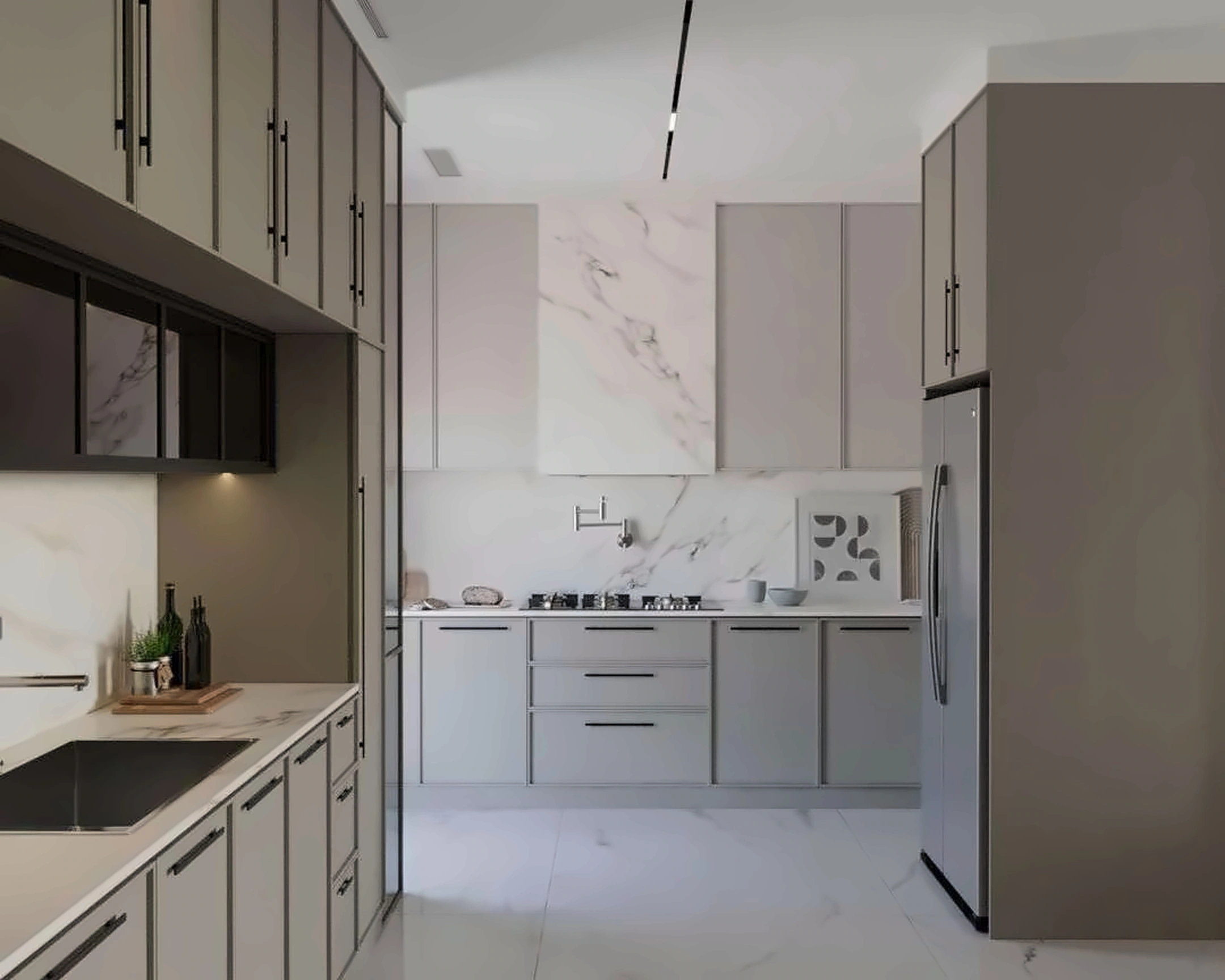 3D render of kitchen in Nad Al Hamar Villa