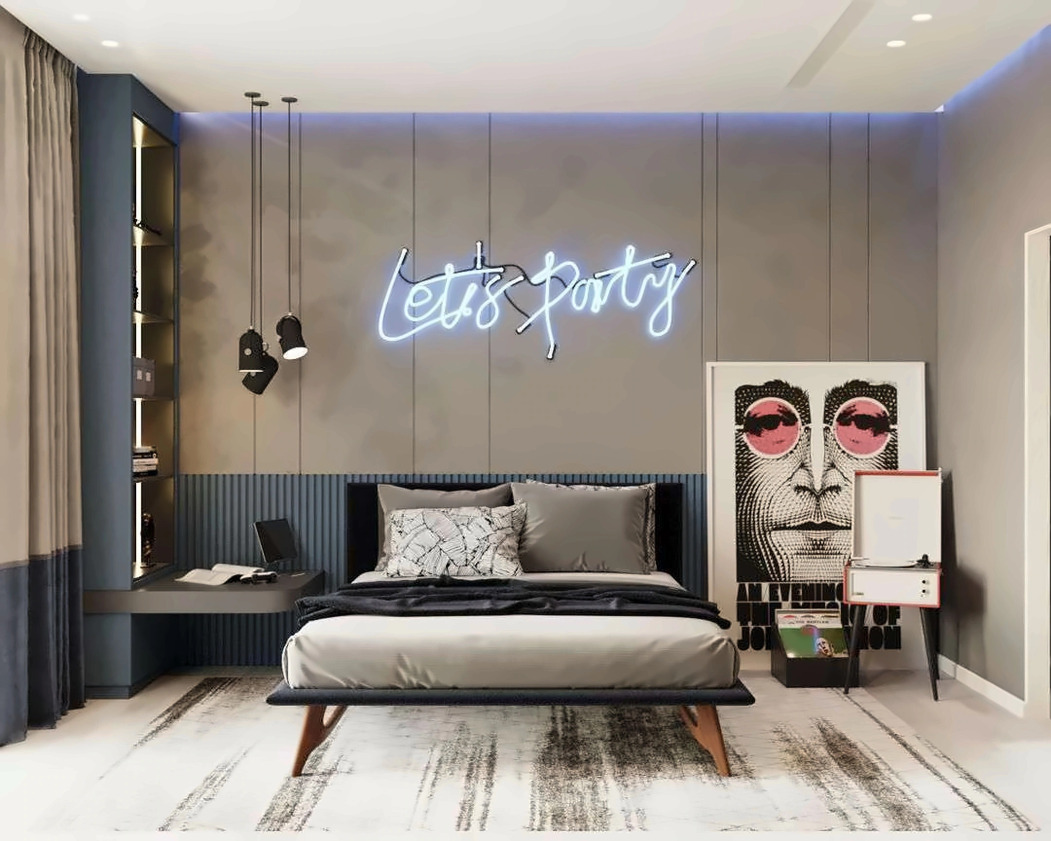 3D render of teenage room in Nad Al Hamar Villa