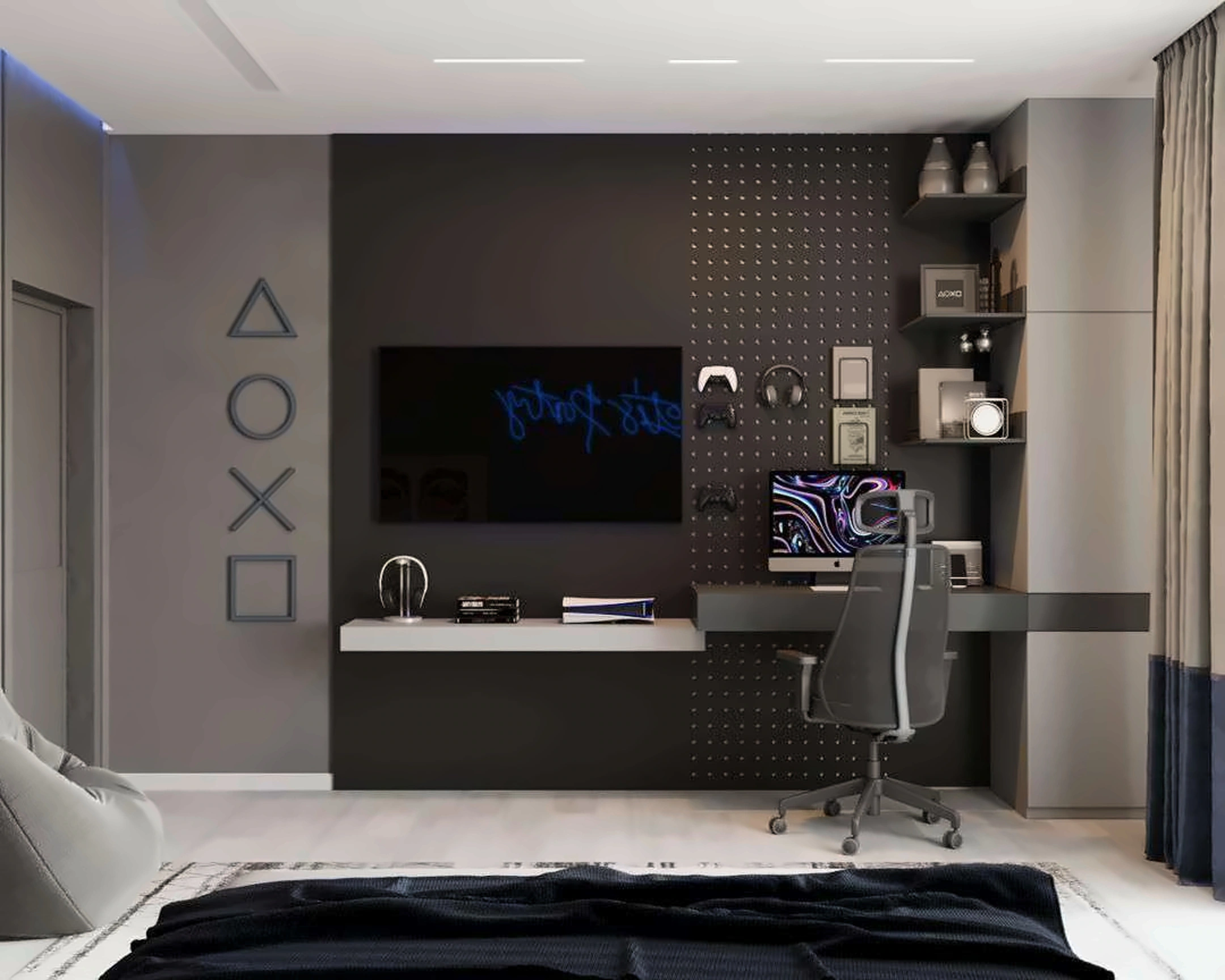 3D render of teenage room in Nad Al Hamar Villa