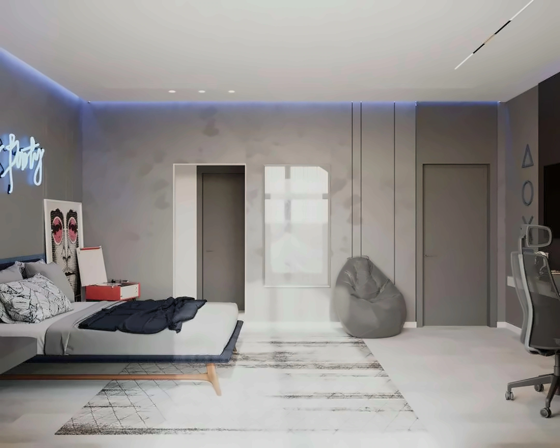 3D render of teenage room in Nad Al Hamar Villa