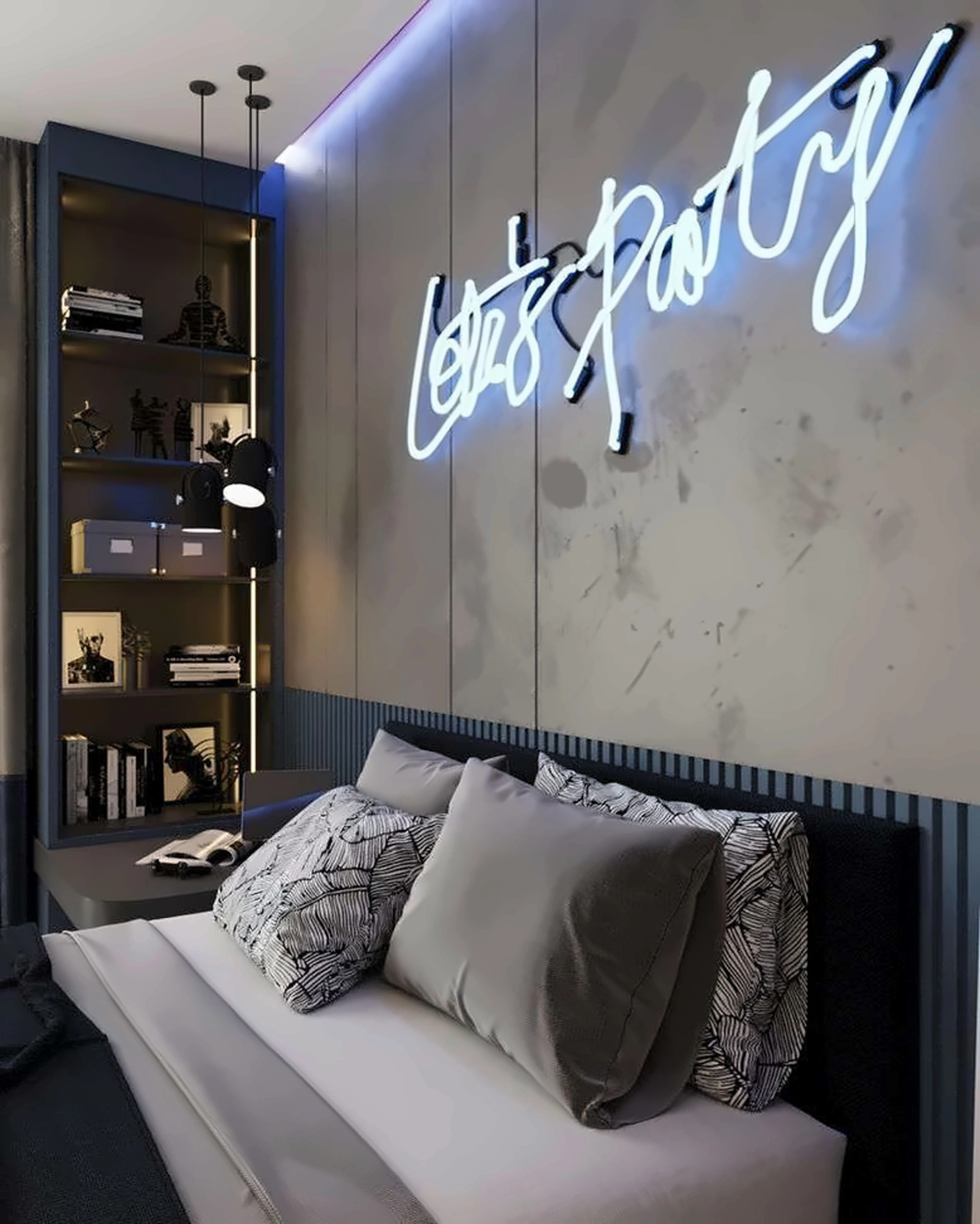 3D render of teenage room in Nad Al Hamar Villa