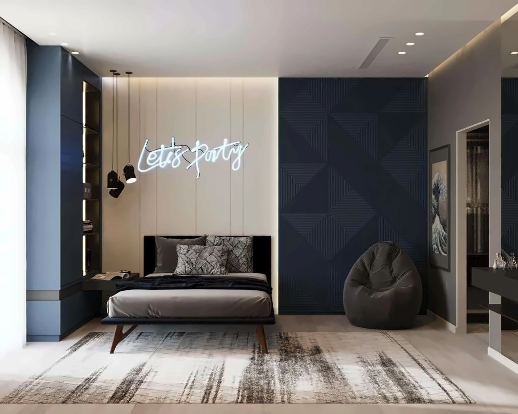 3D render of teenage room in Nad Al Hamar Villa