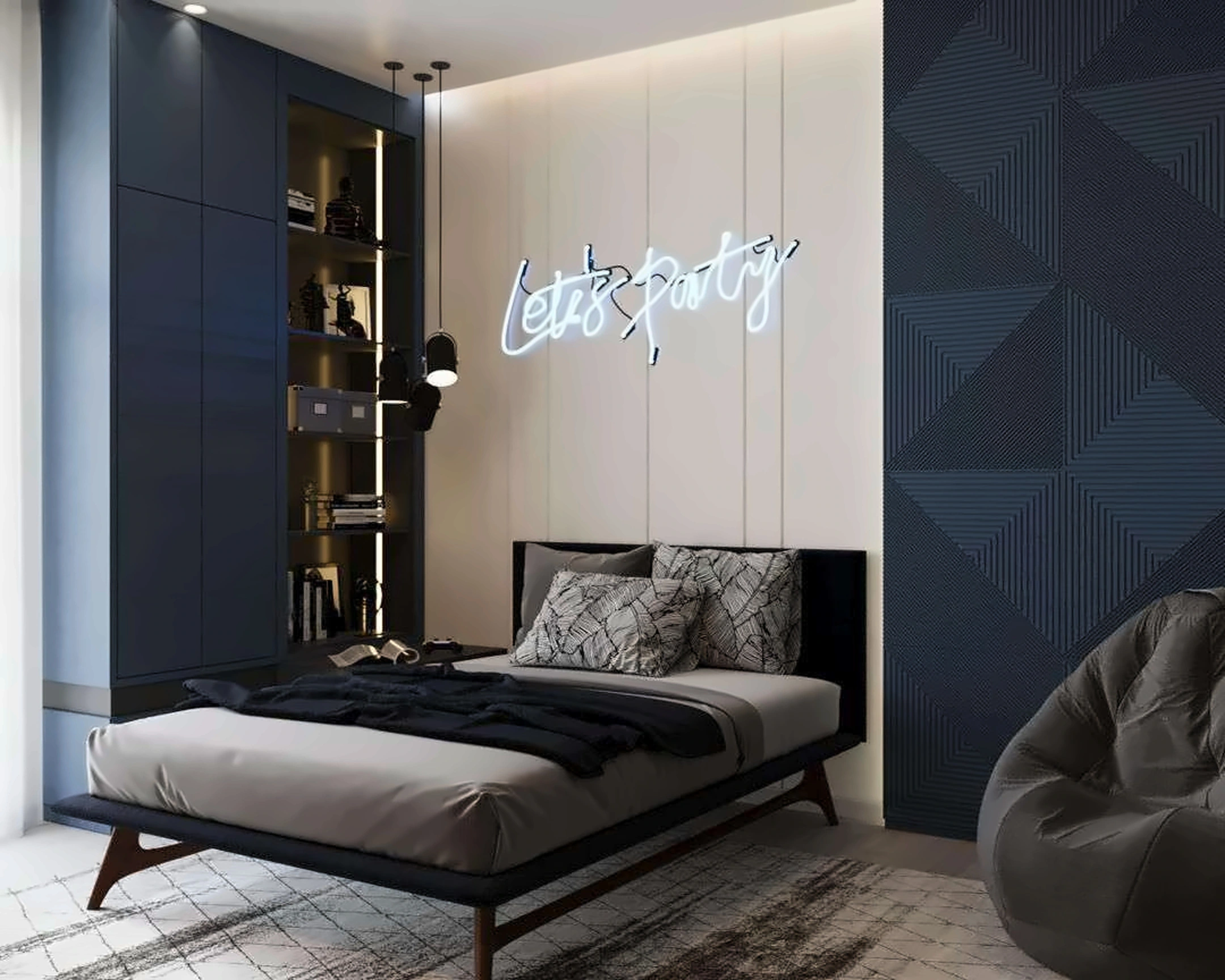3D render of teenage room in Nad Al Hamar Villa