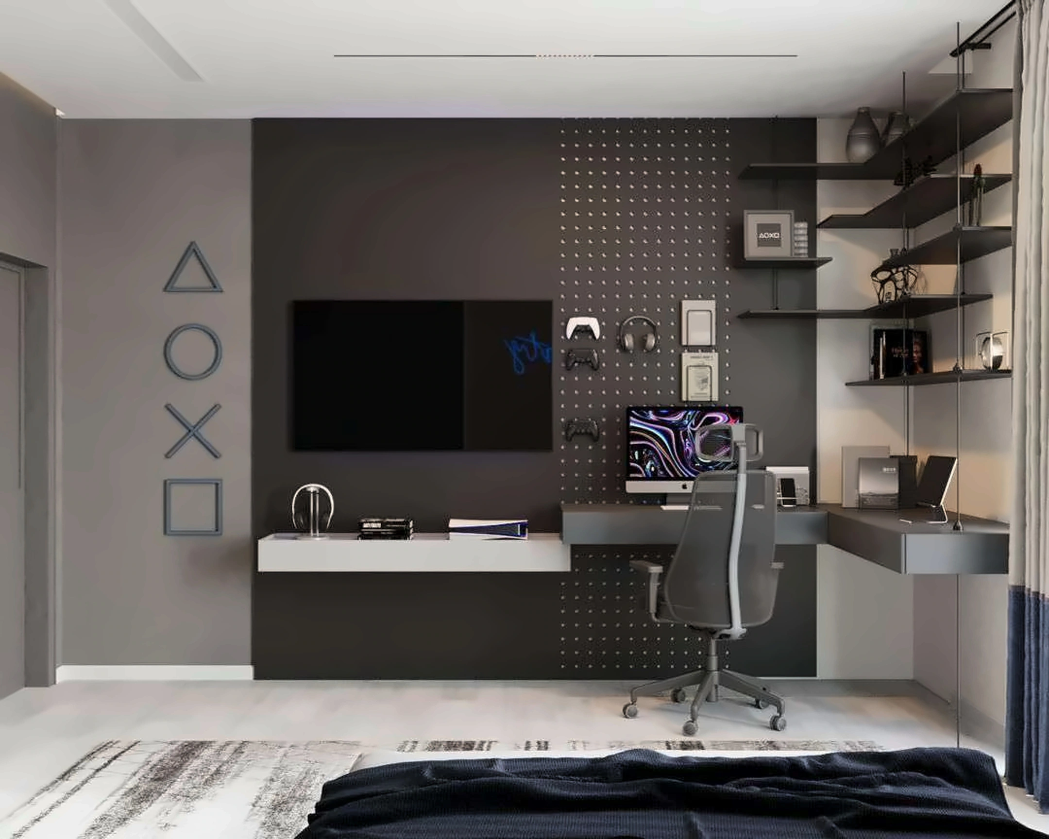 3D render of teenage room in Nad Al Hamar Villa