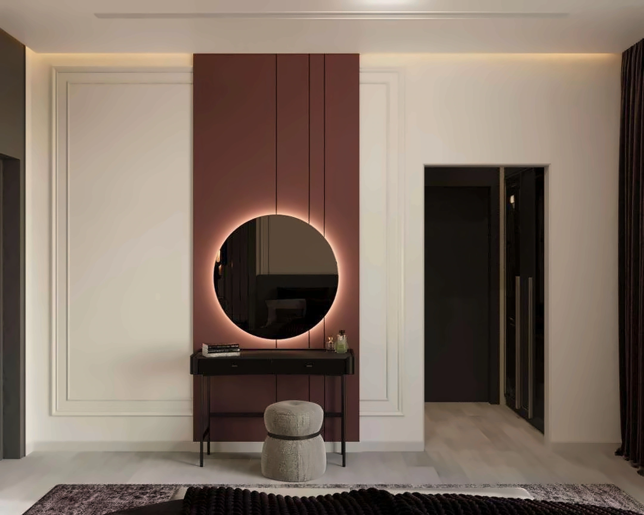 3D render of bedroom in Nad Al Hamar Villa