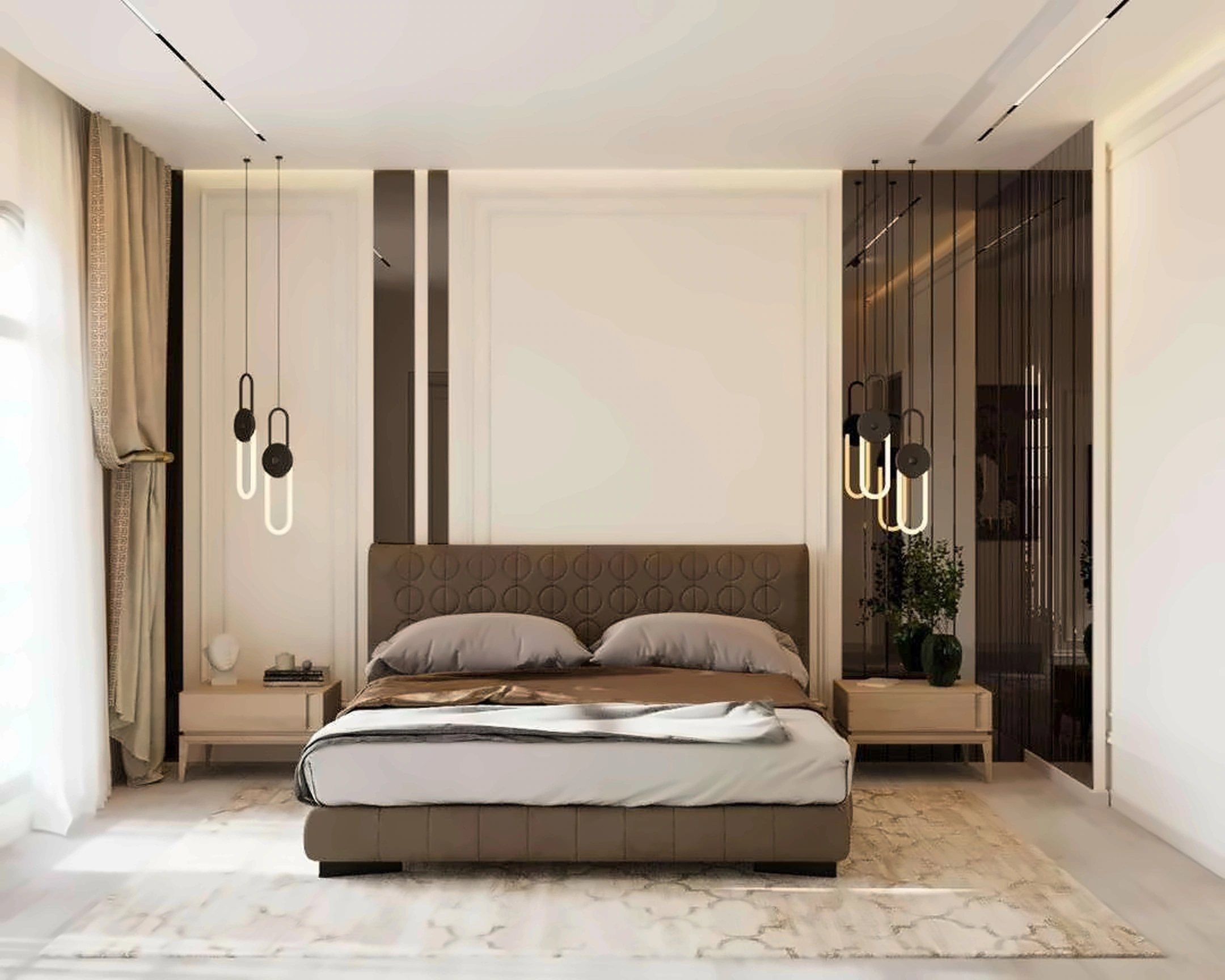 3D render of bedroom in Nad Al Hamar Villa