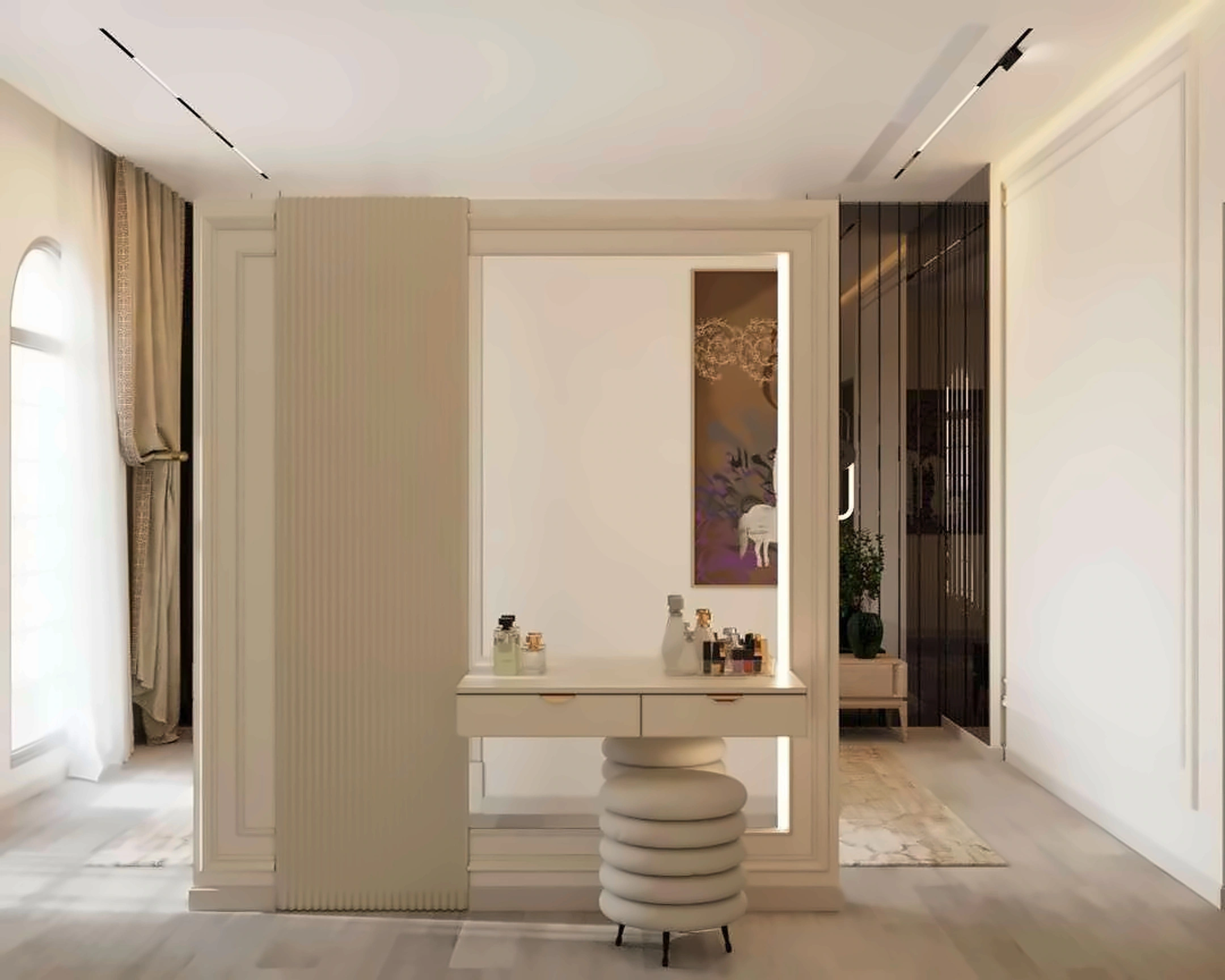 3D render of bedroom in Nad Al Hamar Villa