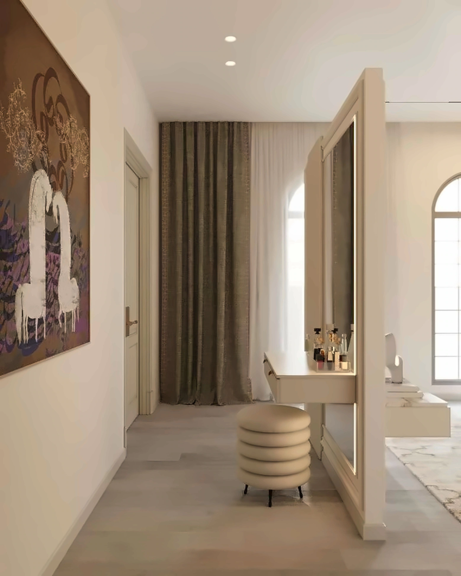 3D render of bedroom in Nad Al Hamar Villa