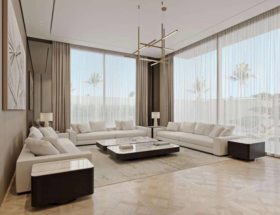 3D render of living areas in Nad Al Sheba Villa