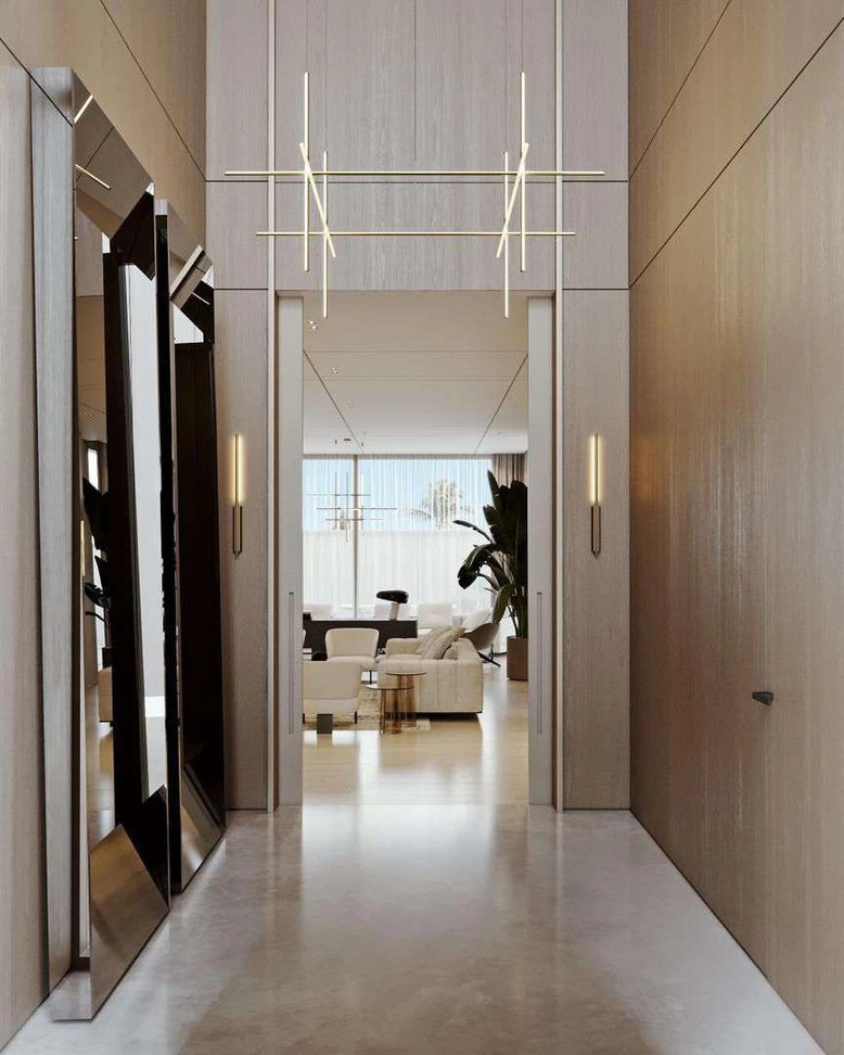 3D render of dining & entrance in Nad Al Sheba Villa