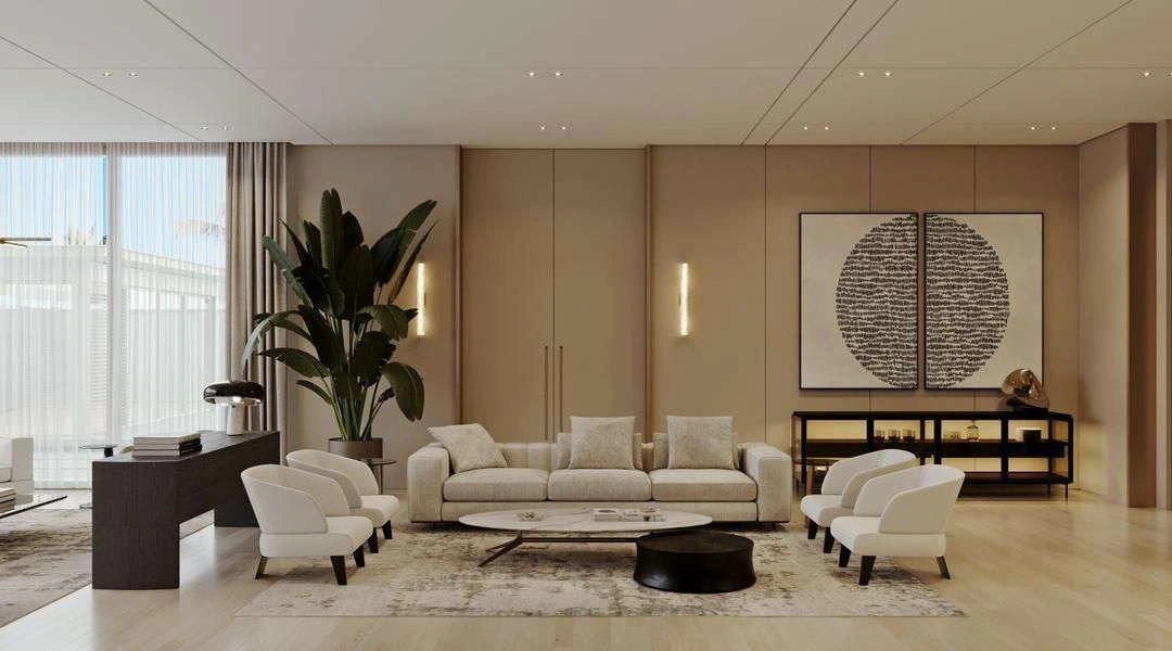 3D render of living areas in Nad Al Sheba Villa