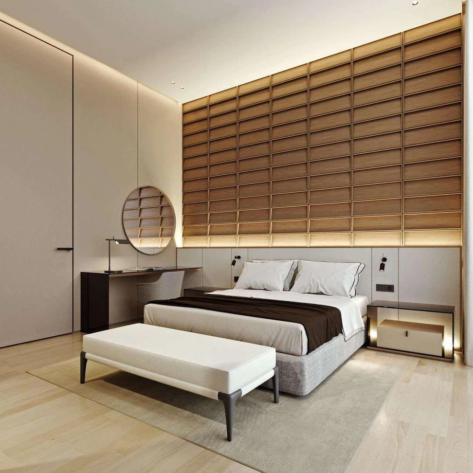 3D render of bedrooms in Nad Al Sheba Villa