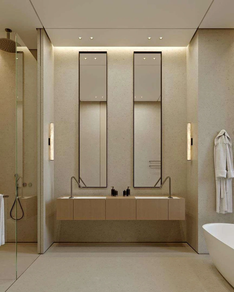 3D render of bathrooms in Nad Al Sheba Villa