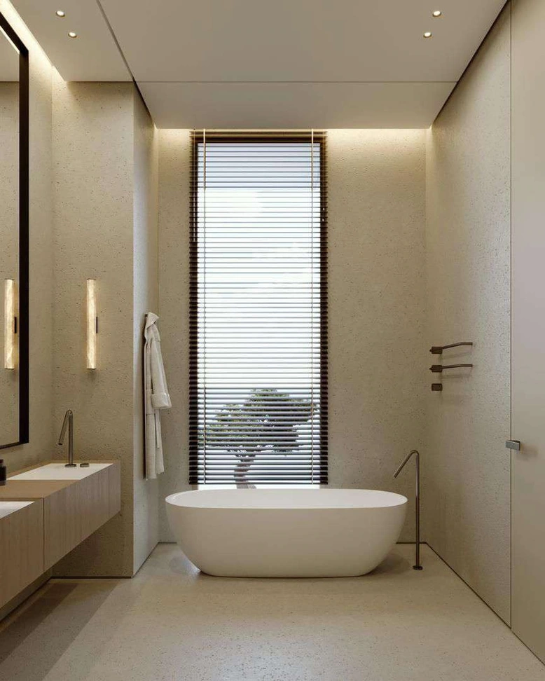 3D render of bathrooms in Nad Al Sheba Villa