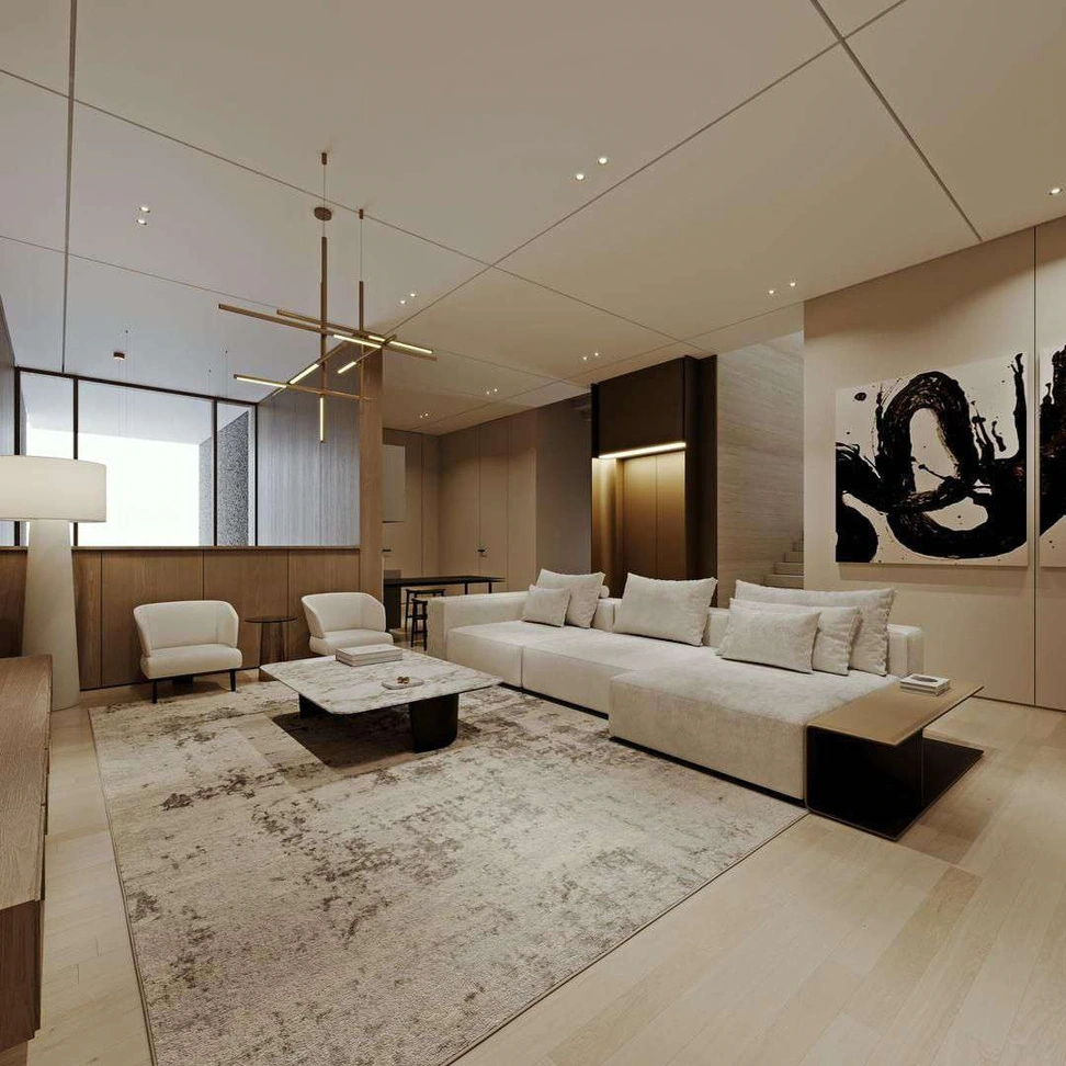 3D render of upper hall in Nad Al Sheba Villa